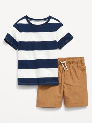 2-Pack T-Shirt and Cotton Poplin Pull-On Shorts Set for Toddler Boys | Old Navy (US)