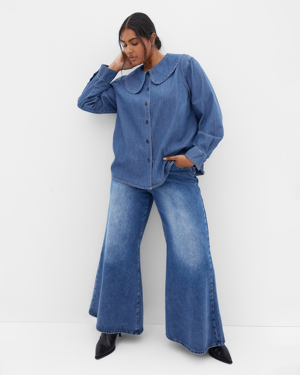 City Chic - Denim Prairie Shirt - Tops (Denim) Denim Prairie Shirt | THE ICONIC (AU & NZ)