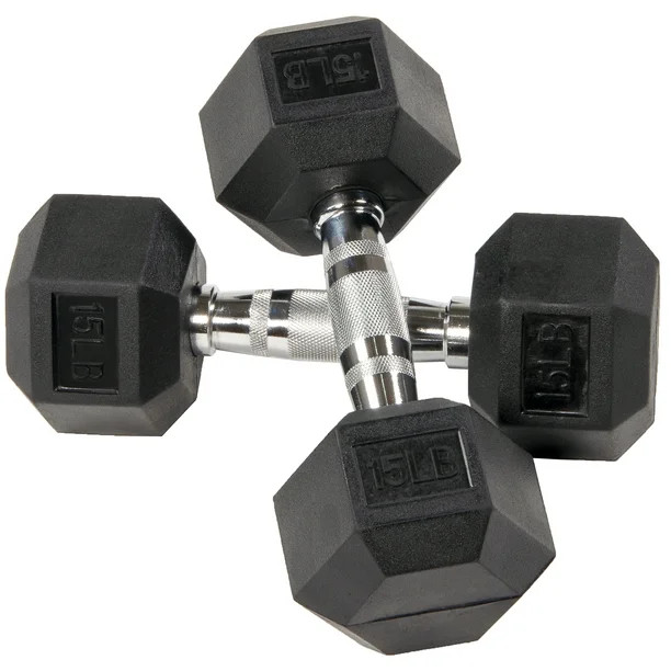 BalanceFrom Rubber Encased Hex Dumbbells, 15 lbs Pair | Walmart (US)