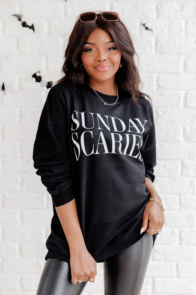 Sunday Scaries Black oversized Graphic Sweatshirt | Pink Lily