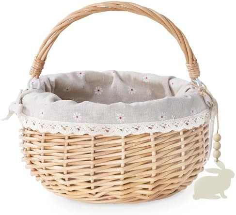 Easter Baskets for Kids, Large Personalized Wicker Easter Basket Empty with Handle, Basket Tags, ... | Amazon (US)