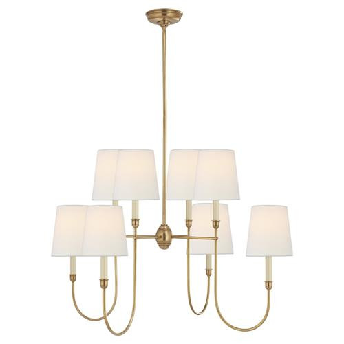 Visual Comfort Vendome Modern Antique Brass Linen Shaded Chandelier - Large | Kathy Kuo Home
