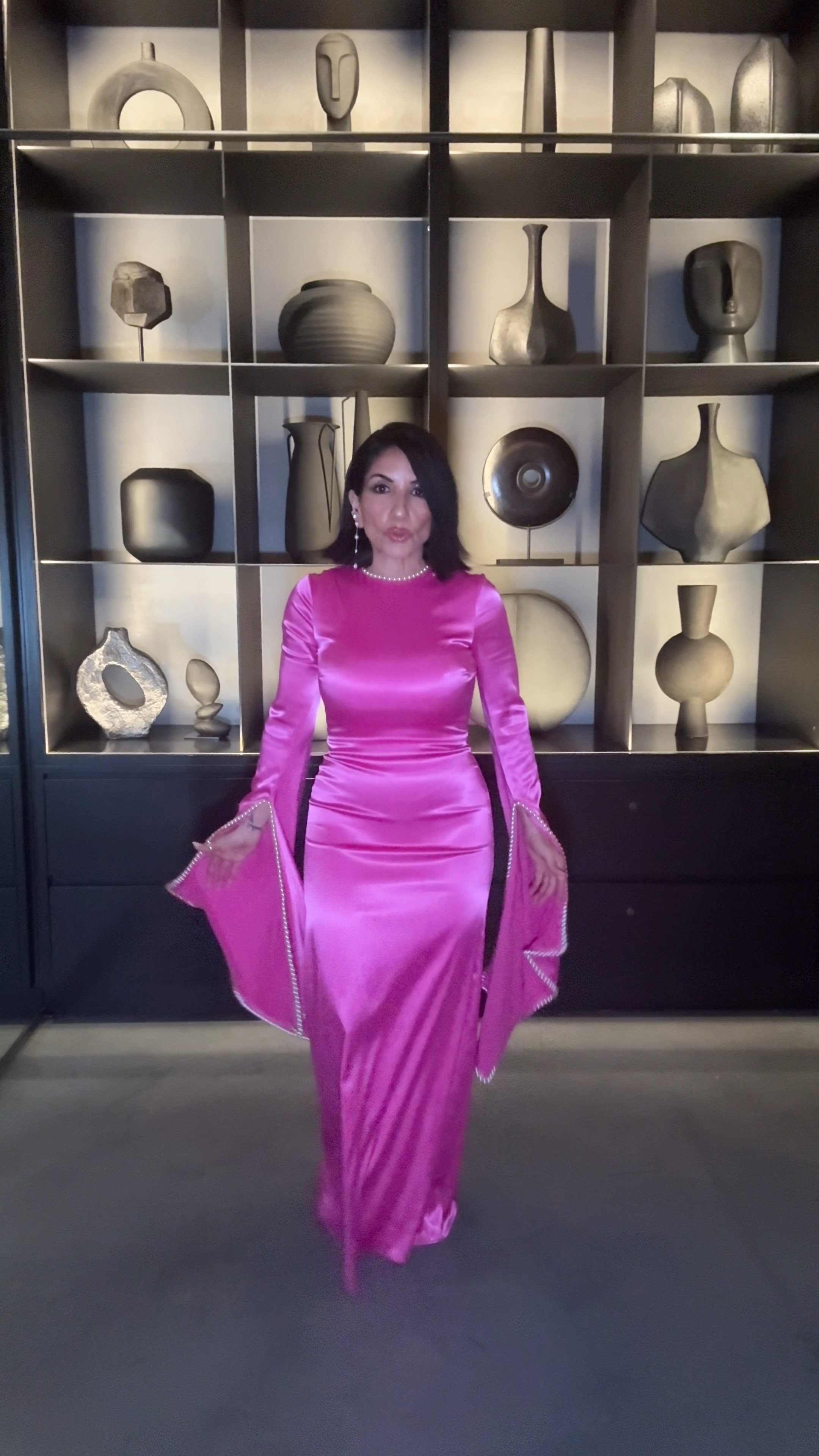 Magenta and Pearl Long Dress-Contains Stretch Wearing Small
Jimmy Choo Pearl Shoes size 7
Long strand Pearl Earrings 
Clarins Lip Oil 
RMS Lipstick
RMS Super Tint shade honey
Morphe eye glitter
Pearl Bag 


#LTKOver40 #LTKStyleTip #LTKBeauty