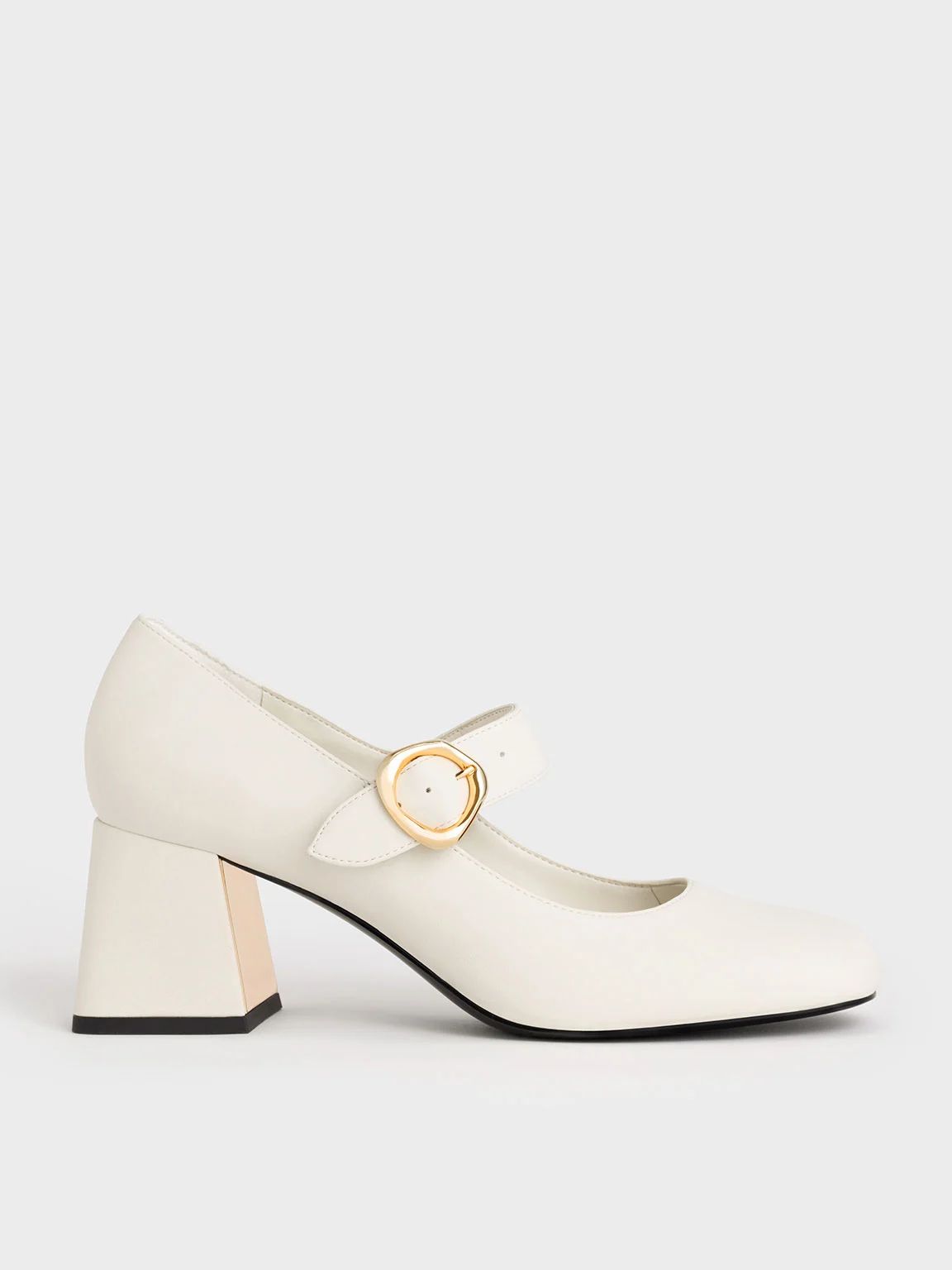 Buckled Mary Jane Pumps
 - Chalk | Charles & Keith US