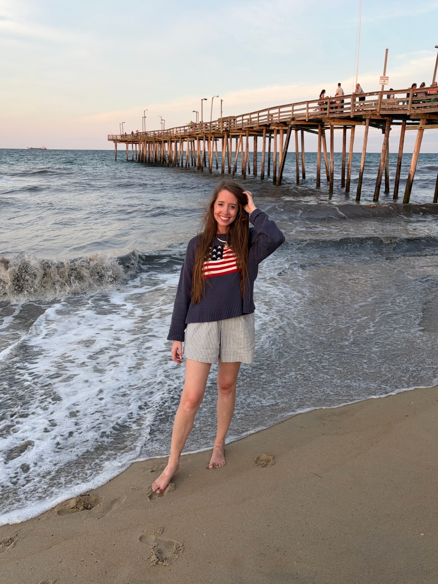 Labor Day beach outfit! 
American flag sweater 
Linen matching set

#LTKSeasonal #LTKSaleAlert
