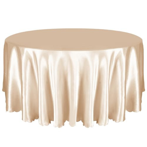 Entisn 1 Pack 120 Inch / 10ft Round Tablecloth, Champagne Satin Table Cover for 8-12 Seats, Wrinkle Resistant and Washable Silky Table Cloths for Wedding Party Banquet Events Decoration | Amazon (US)