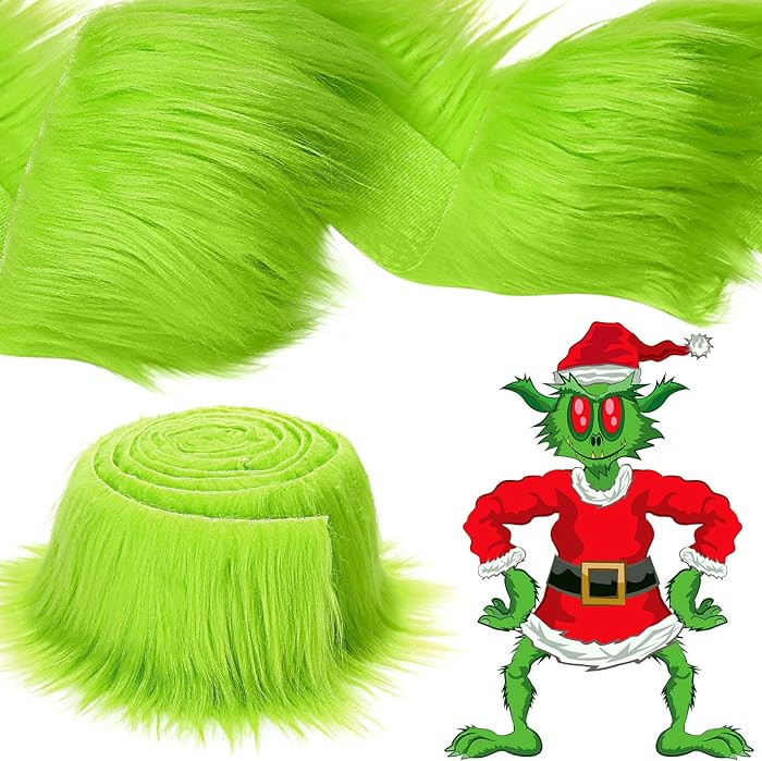 Tatuo 4 x 60 Inch Green Faux Fur Fabric Halloween Fluffy Fuzzy Craft Fake Fur Cuts Shaggy Synthet... | Amazon (US)