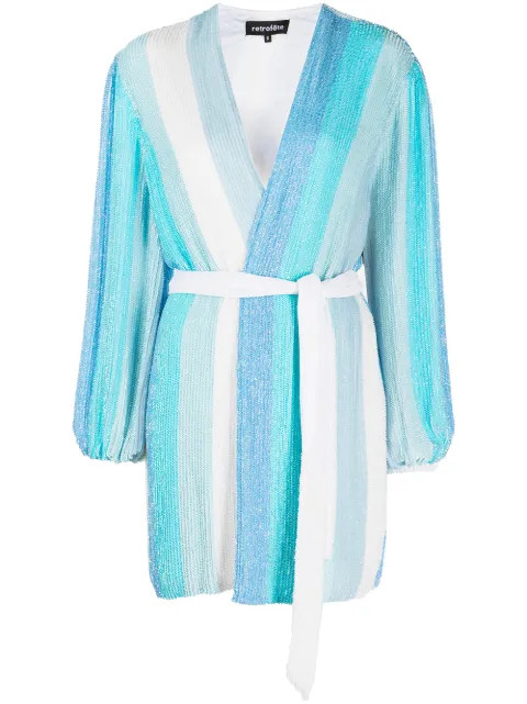 Retrofete Gabrielle Striped Wrap Dress - Farfetch | Farfetch Global