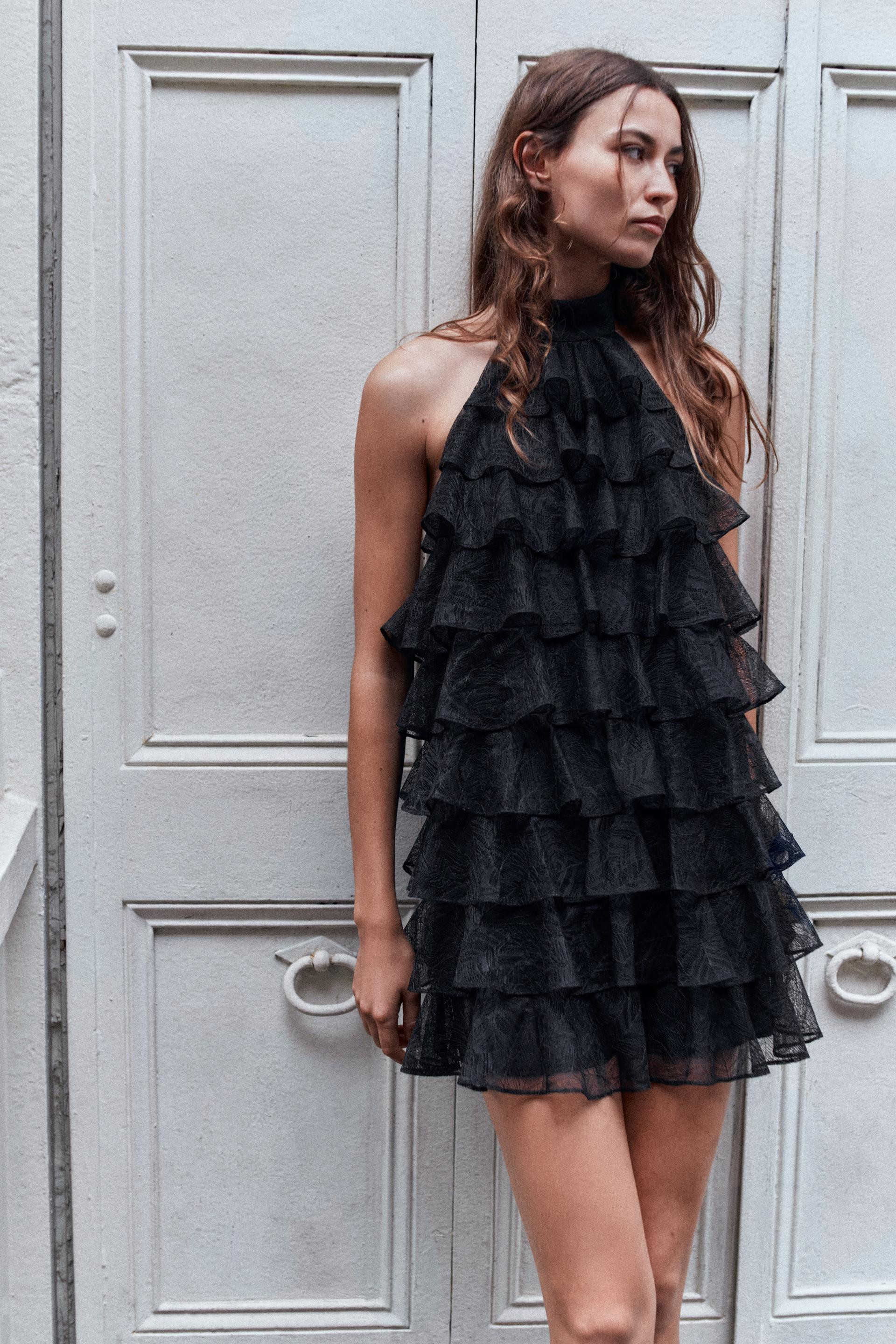 LACE RUFFLE SHORT DRESS | Zara US