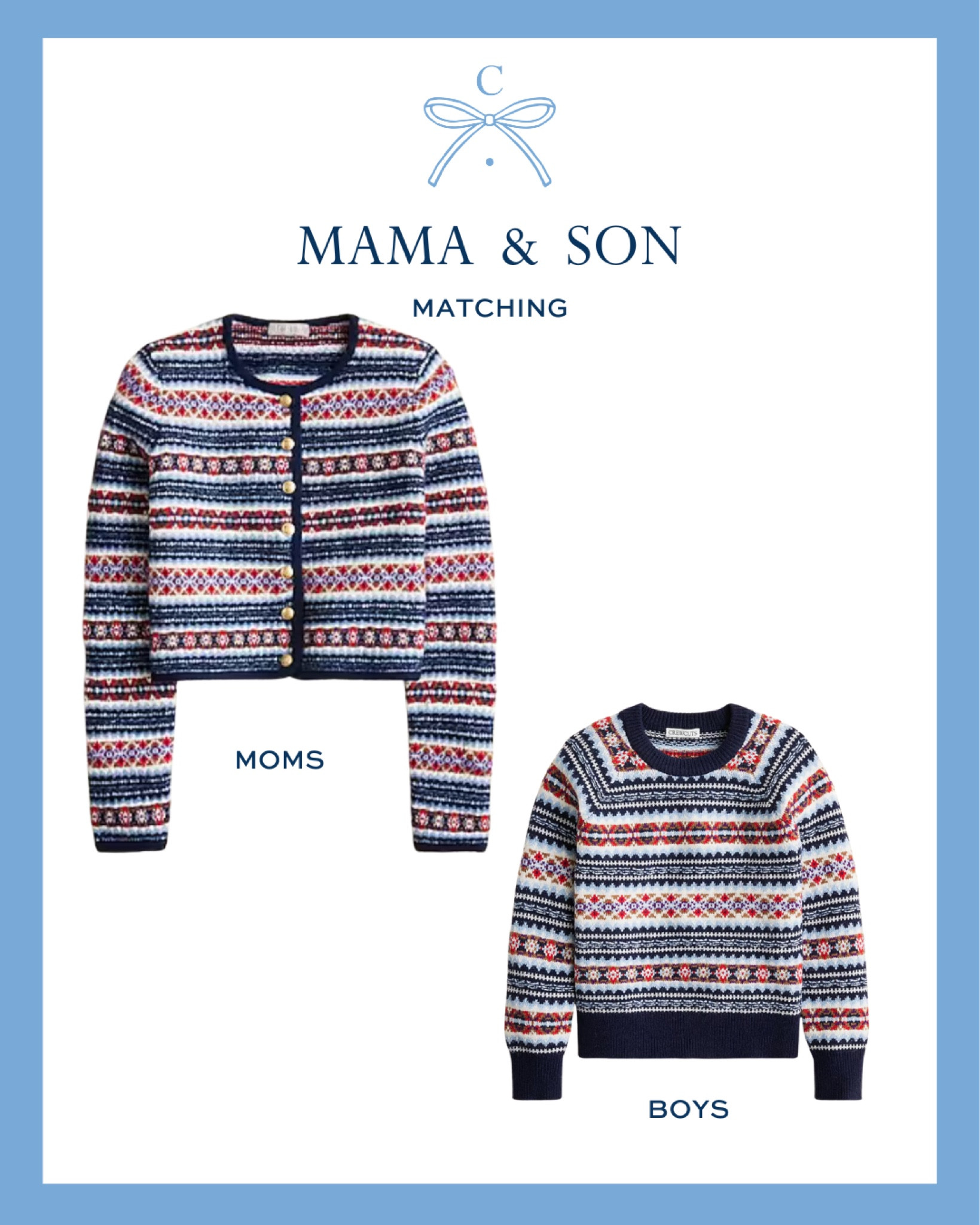 Matching mom and son outfits, mini me matching, mom and boy matching, fair isle 