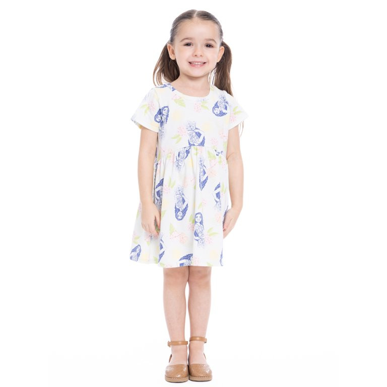 Moana 2 Toddler Girls Graphic Print Skater Dress with Short Sleeves, Sizes 12M-5T | Walmart (US)