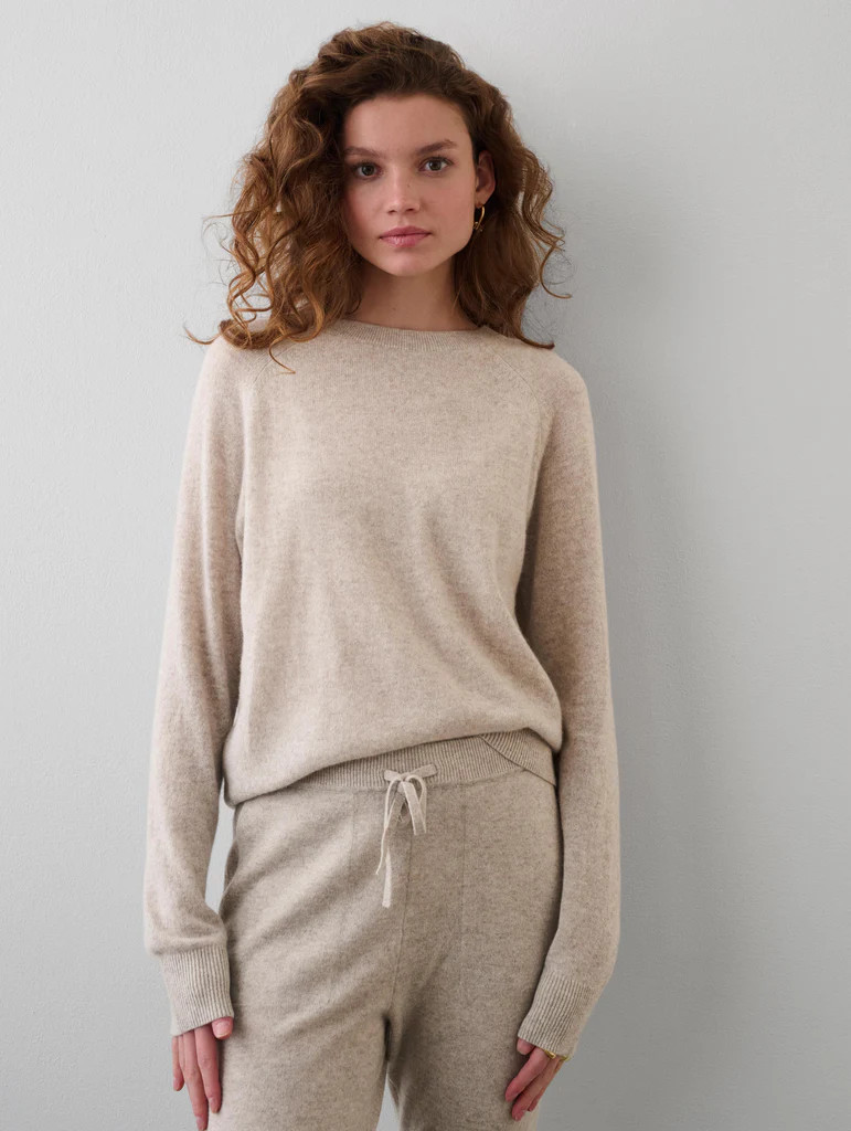 Cashmere Rib Trim Sweatshirt | White and Warren