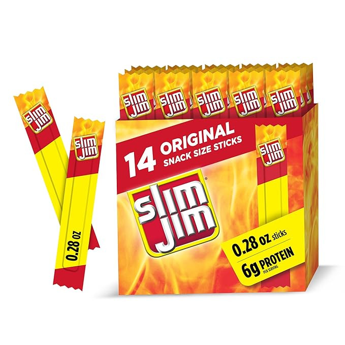 Slim Jim Smoked Meat Sticks, Original Flavor, 6g Protein Per Serving, Snack Size, Stocking Stuffe... | Amazon (US)