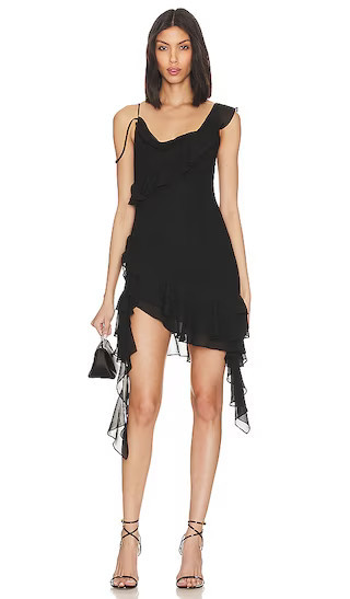 Dua Midi Dress | Black Ruffle Dress Black Ruffle Midi Dress Ruffle Mini Dress Black | Revolve Clothing (Global)