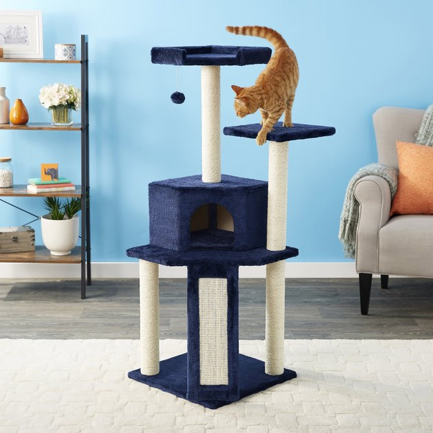 Frisco 52-in Faux Fur Cat Tree & Condo | Chewy.com