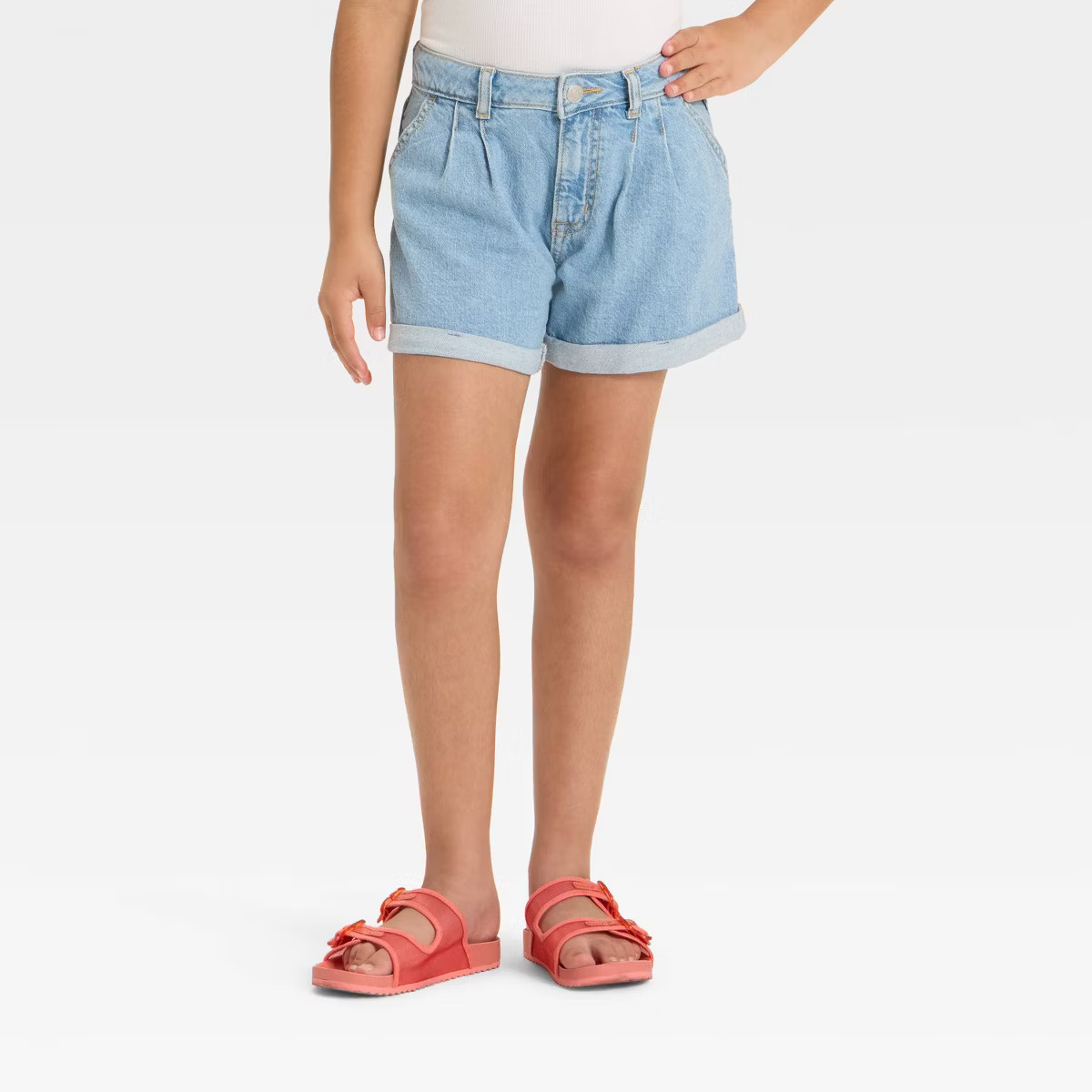 Girls' Pleated Front Cuffed Jean Shorts - Cat & Jack™ | Target