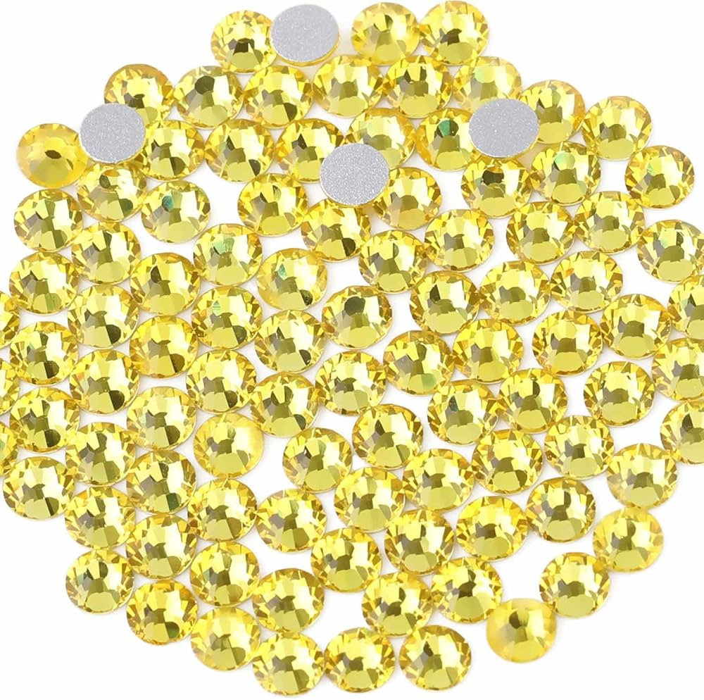 Beadsland 2880pcs Flat Back Crystal Rhinestones Round Gems for Nail Art and Craft Glue Fix,Lemon ... | Amazon (US)