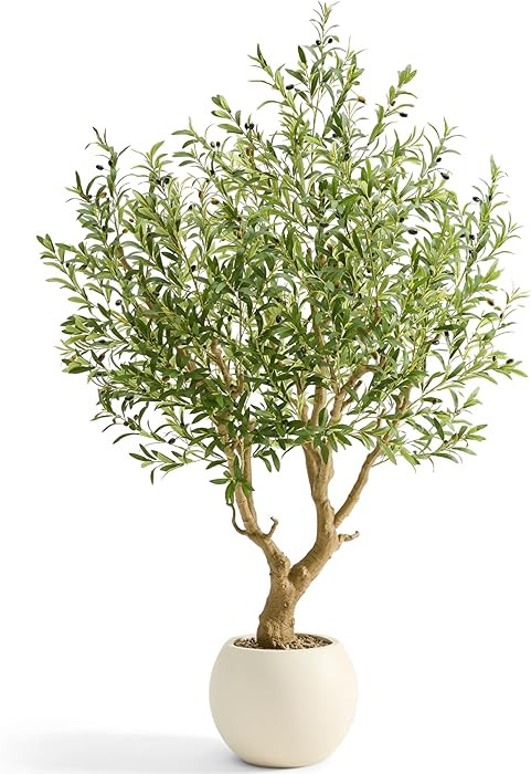 7.5 FT Large Luxury Artificial Olive Tree, Tall Faux Olive Tree with White Pot, Extra Lush Stereo... | Amazon (US)