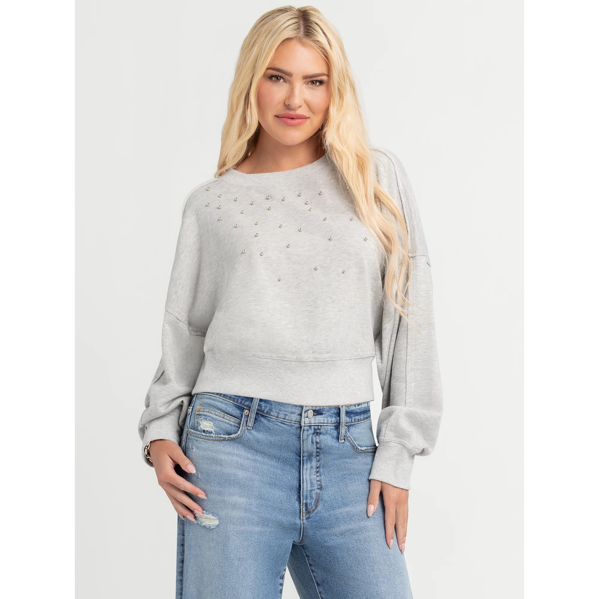 Jessica Simpson Women's Merril Embellished Crewneck Pullover Top, Sizes XS-XL | Walmart (US)