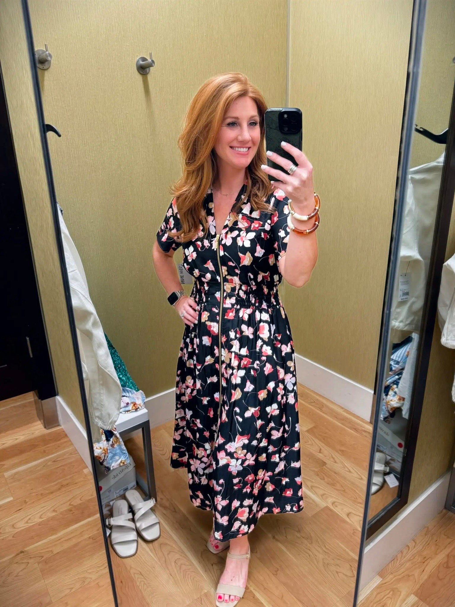 Stephanie is styling this printed midi dress and it’s a great option for church. She’s wearing a size medium dress and size 7 shoes. She’s 5’3. 

#LTKOver40 #LTKPetite #LTKWedding