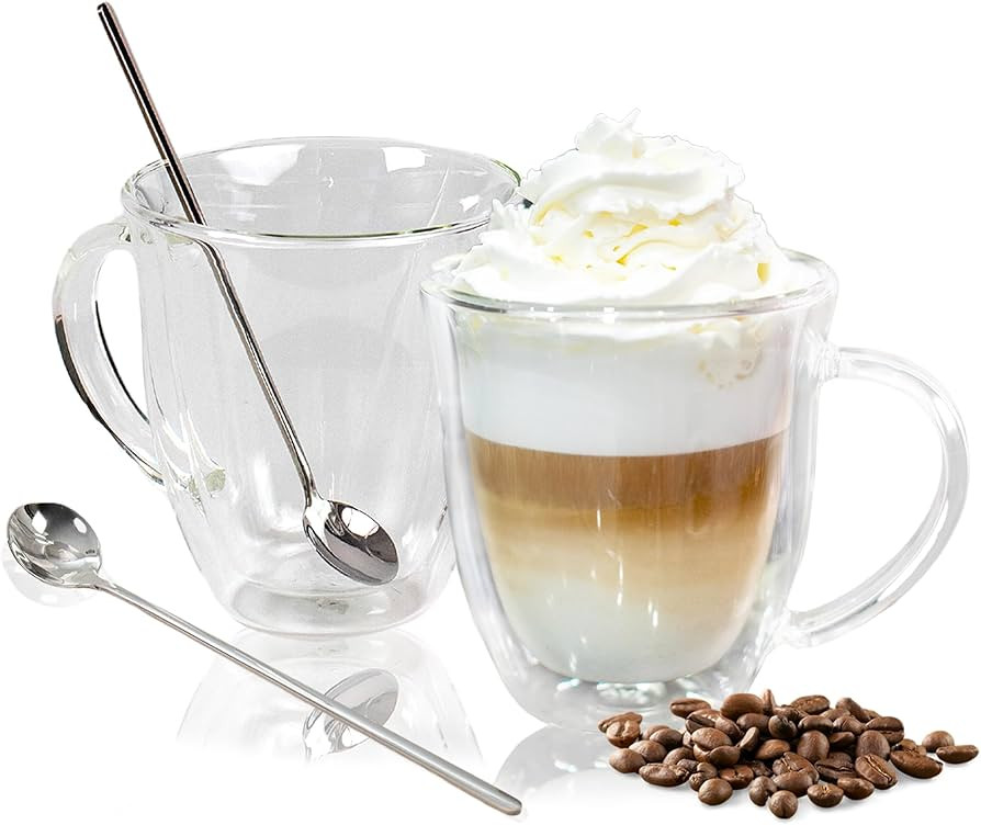 AYL Double Wall Glass Coffee Mugs - 16 oz Insulated Clear Coffee Mugs Set of 2, Perfect for Espre... | Amazon (US)