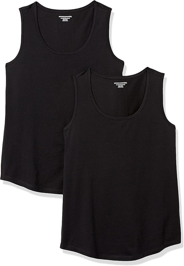 Amazon Essentials Women's Classic-Fit 100% Cotton Sleeveless Tank Top, Pack of 2 | Amazon (US)