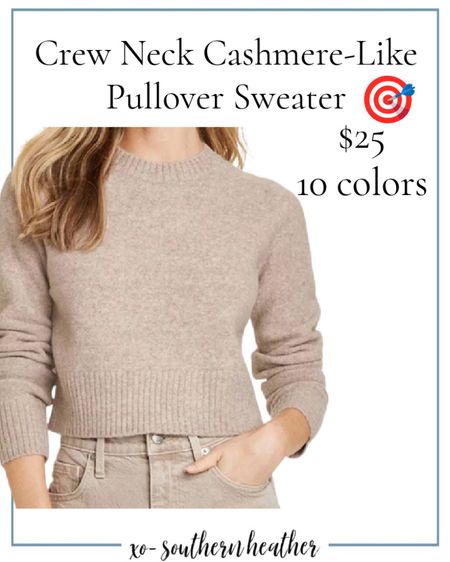 $25 Crew neck cashmere like pullover sweater. 

#LTKSeasonal #LTKFind