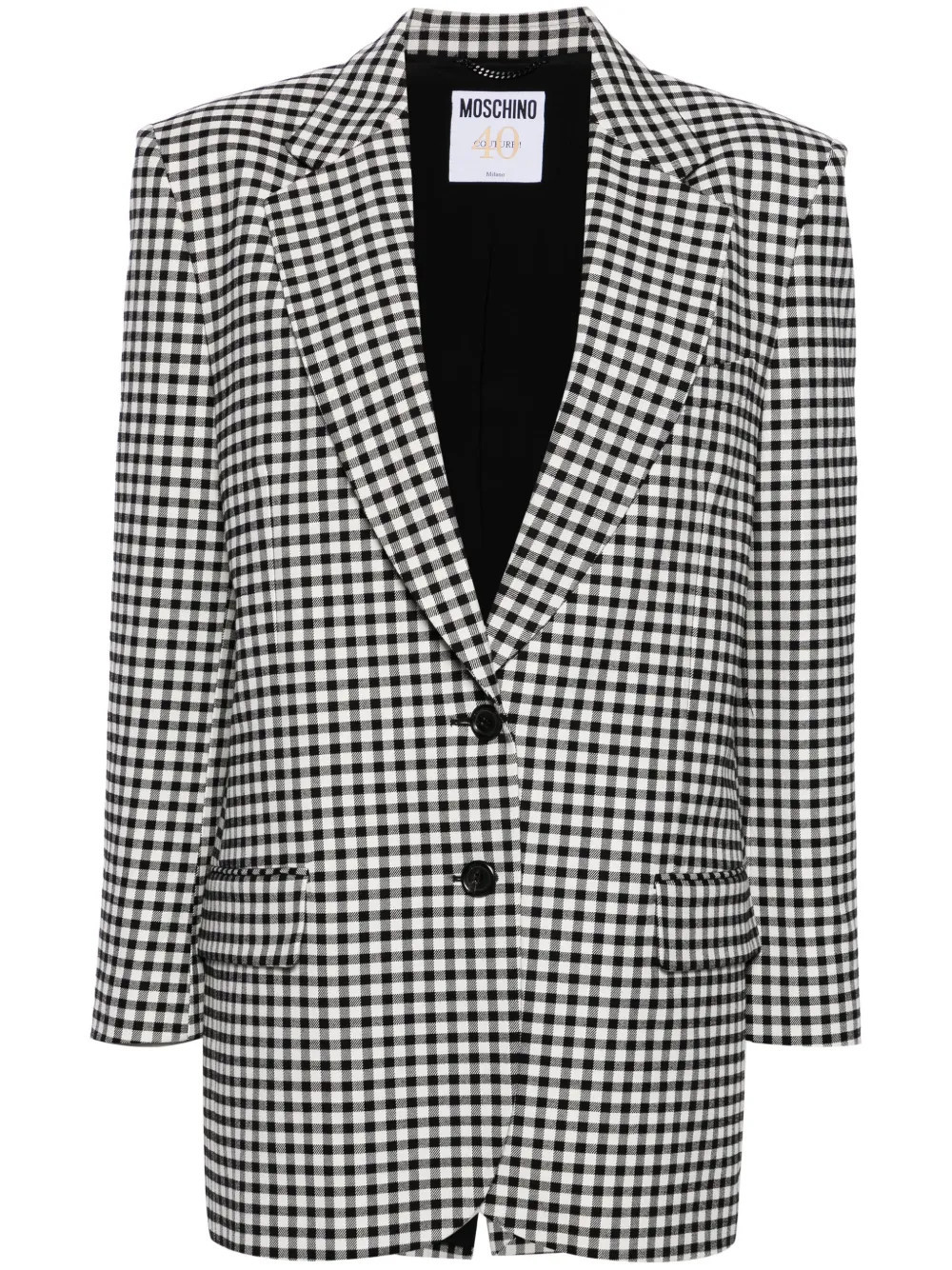 Moschino gingham-check single-breasted blazer - Black | Farfetch Global