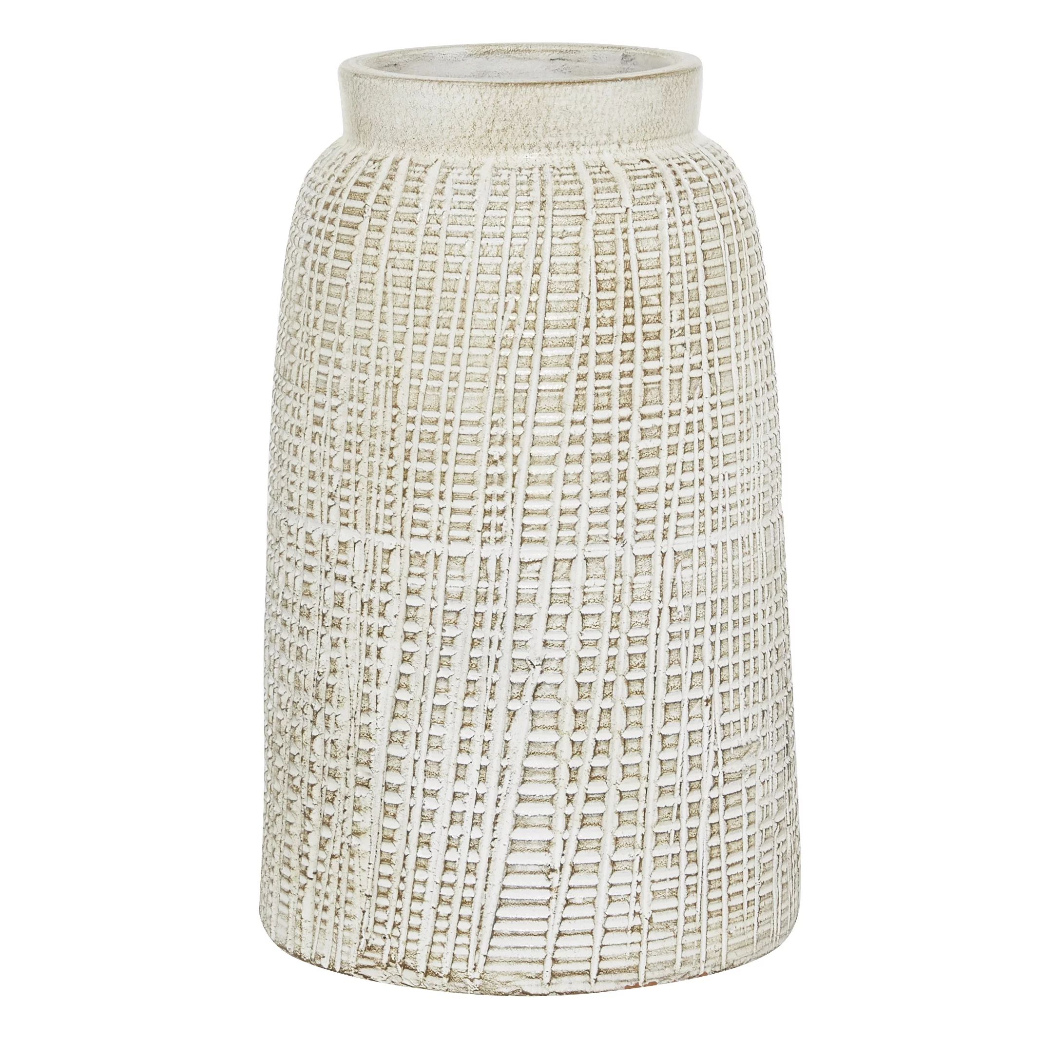 DecMode 7"W, 11"H Terracotta Coastal Style Vase, White, 1 - Piece - Walmart.com | Walmart (US)