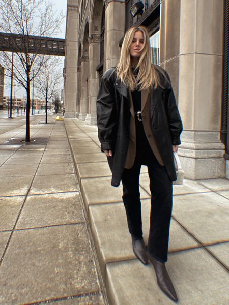 Layered outfit with a vintage leather jacket. Linked a similar vintage coat!

#LTKworkwear #LTKstyletip #LTKfindsunder100