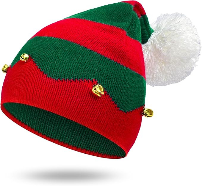 Dolkoic Christmas Elf Knitted Hat, Xmas Baby Beanie Knit Hat for Chrildrn 1 to 6 Years Old Red | Amazon (US)