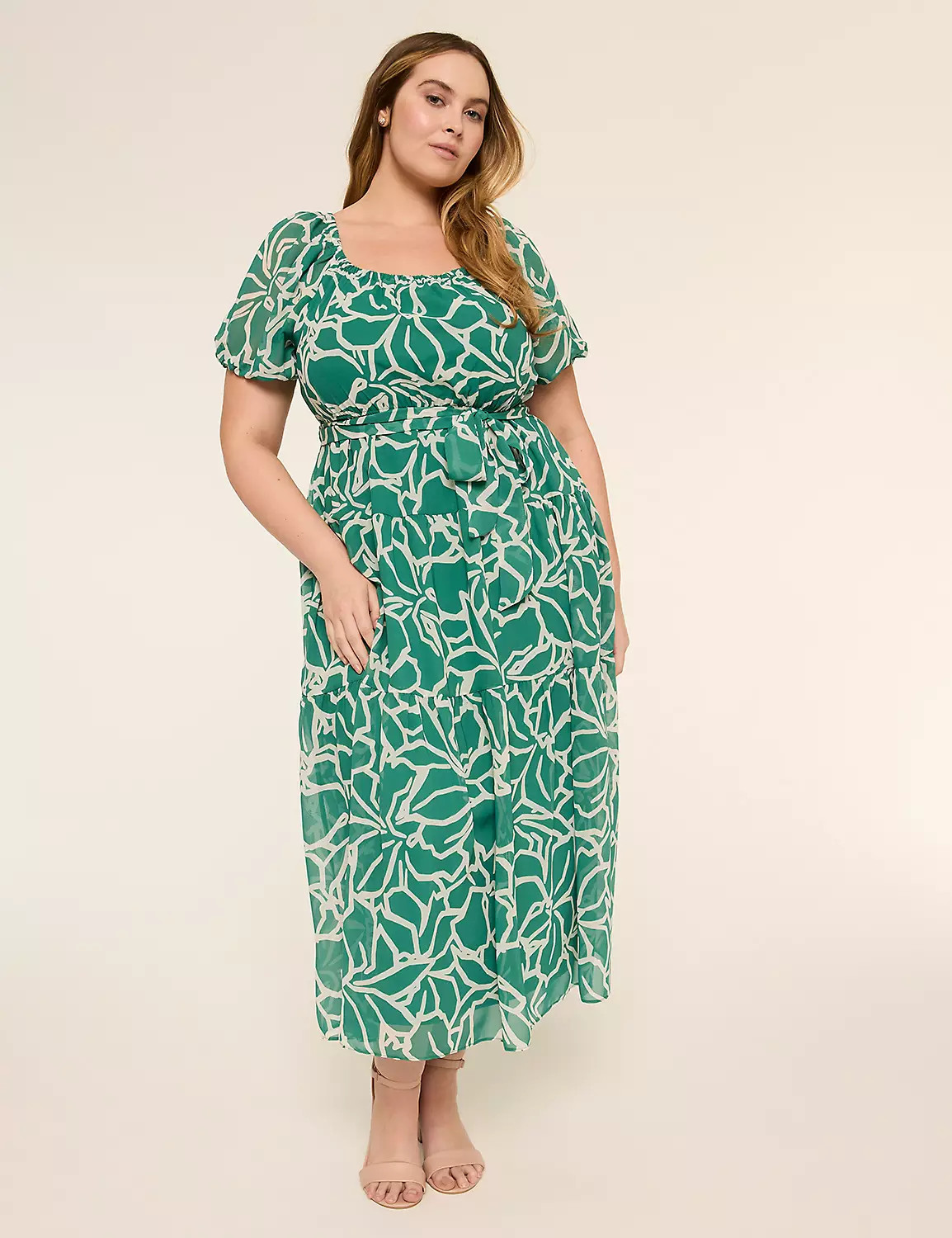 Puff Sleeve Tiered Midi Dress | Lane Bryant (US)
