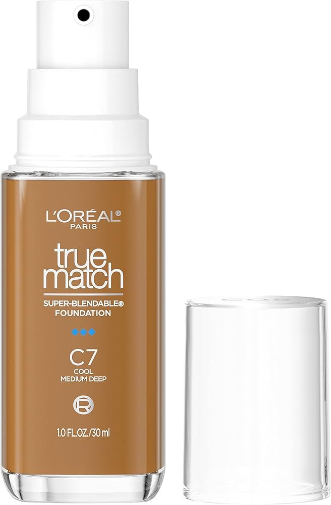 L'Oreal Paris True Match Super-Blendable Foundation, Medium Coverage Liquid Foundation Makeup, C7... | Amazon (US)