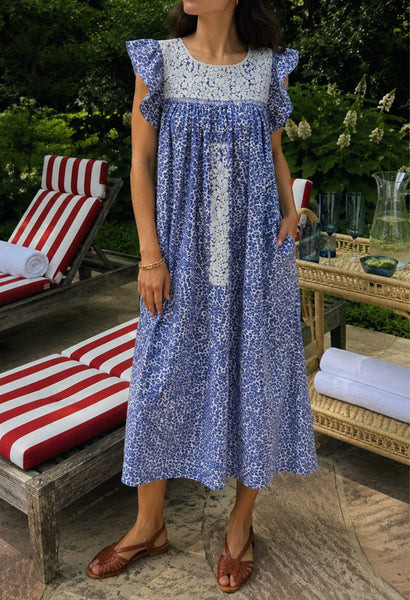 Soledad Blue Floral Midi Dress | Mi Golondrina