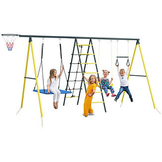 Metal Swing Set for Backyard, 5 in 1 Design for Ages 3-8, | Macy's