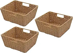 KOVOT Storage Woven Baskets Wicker Storage Wicker Storage Baskets with Built-in Carry Handles | L... | Amazon (US)