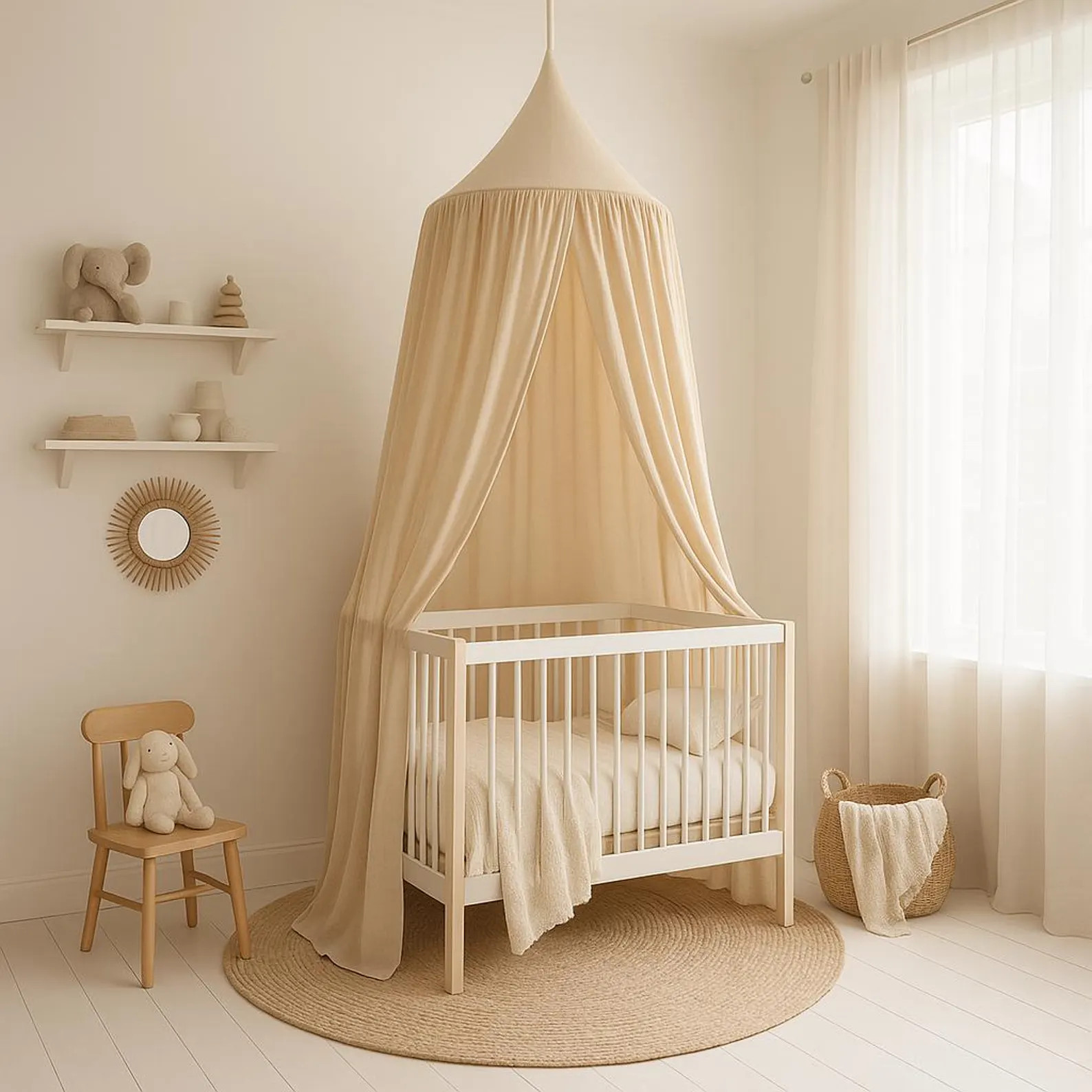 Kids Bed Canopy Cotton for Nursery, Baby Crib Hanging Tent, Mosquito Net & Reading Nook Decor, Pl... | Etsy (US)