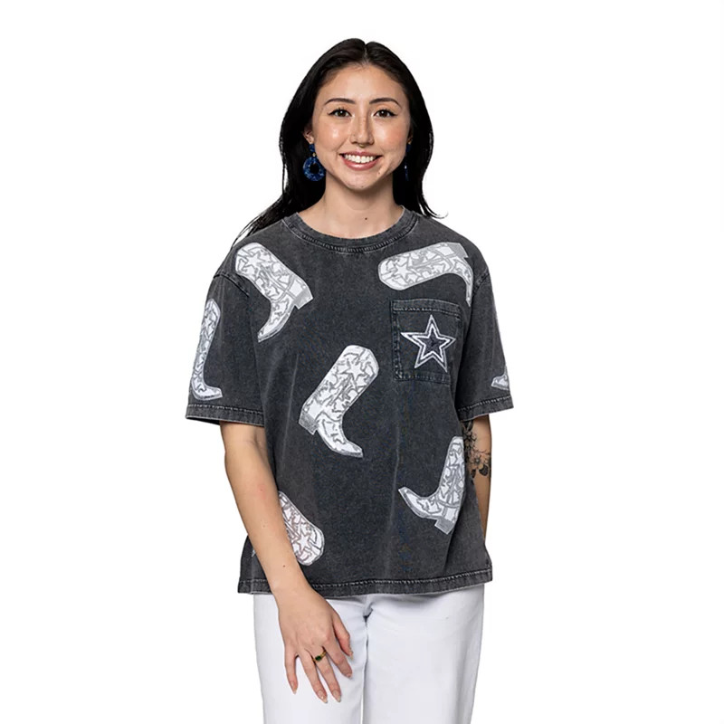 Gameday Couture Women's Dallas Cowboys Sequin Boots Short Sleeve T-shirt | Academy Sports + Outdoors