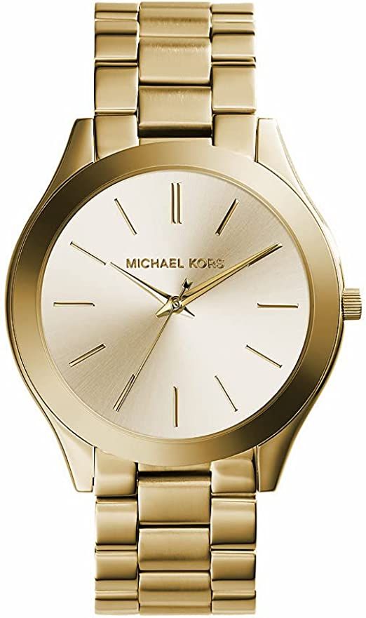 Michael Kors Women's Slim Runway Three-Hand Stainless Steel Quartz Watch | Amazon (US)