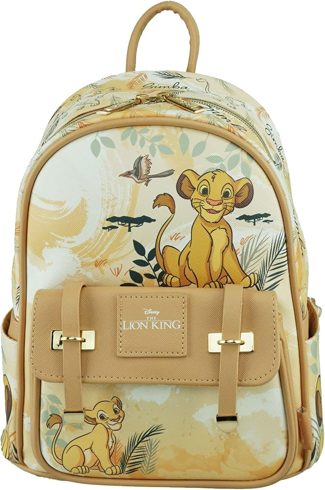 Disney The Lion King Simba and Nala 11 Inch Vegan Leather Mini Backpack | Amazon (US)