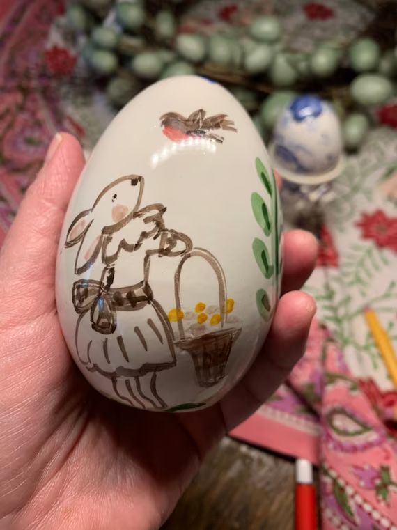 Easter Egg  Bunny on Egg handmade  Duck Egg Size Gift for | Etsy | Etsy (US)