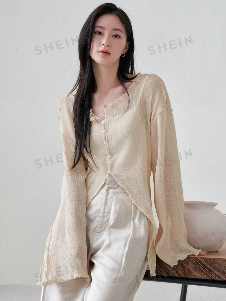 4-8%SHEIN SHEIN MOD Women's Bell Sleeve Pleated T-shirt100+ sold recentlyGBP£11.99 | SHEIN