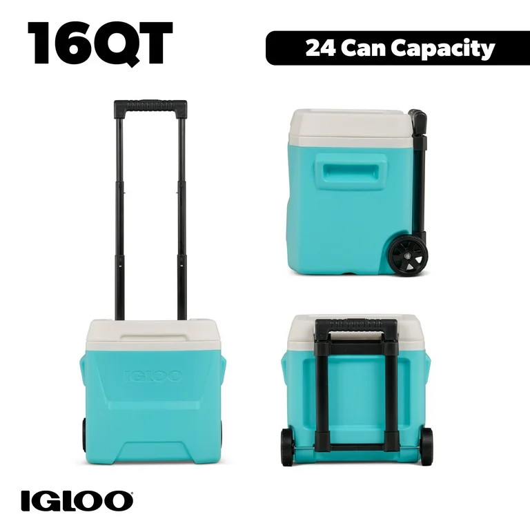 Igloo 16 QT Laguna Hard Sided Ice Chest Cooler with Wheels, Aqua Blue - Walmart.com | Walmart (US)