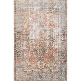 LOLOI II Loren Terracotta/Sky 2 ft. 3 in. x 3 ft. 9 in. Traditional Polyester Area Rug-LORELQ-15T... | The Home Depot