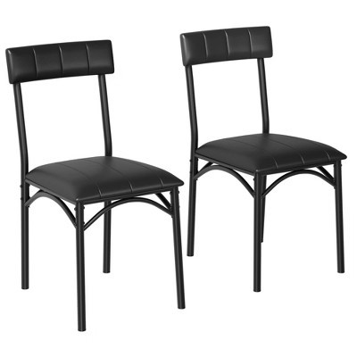 GustoWave Faux Leather Dining Chairs Set of 2, Upholstered Kitchen Chairs with Metal Frame - Classic Black w/High Back | Target
