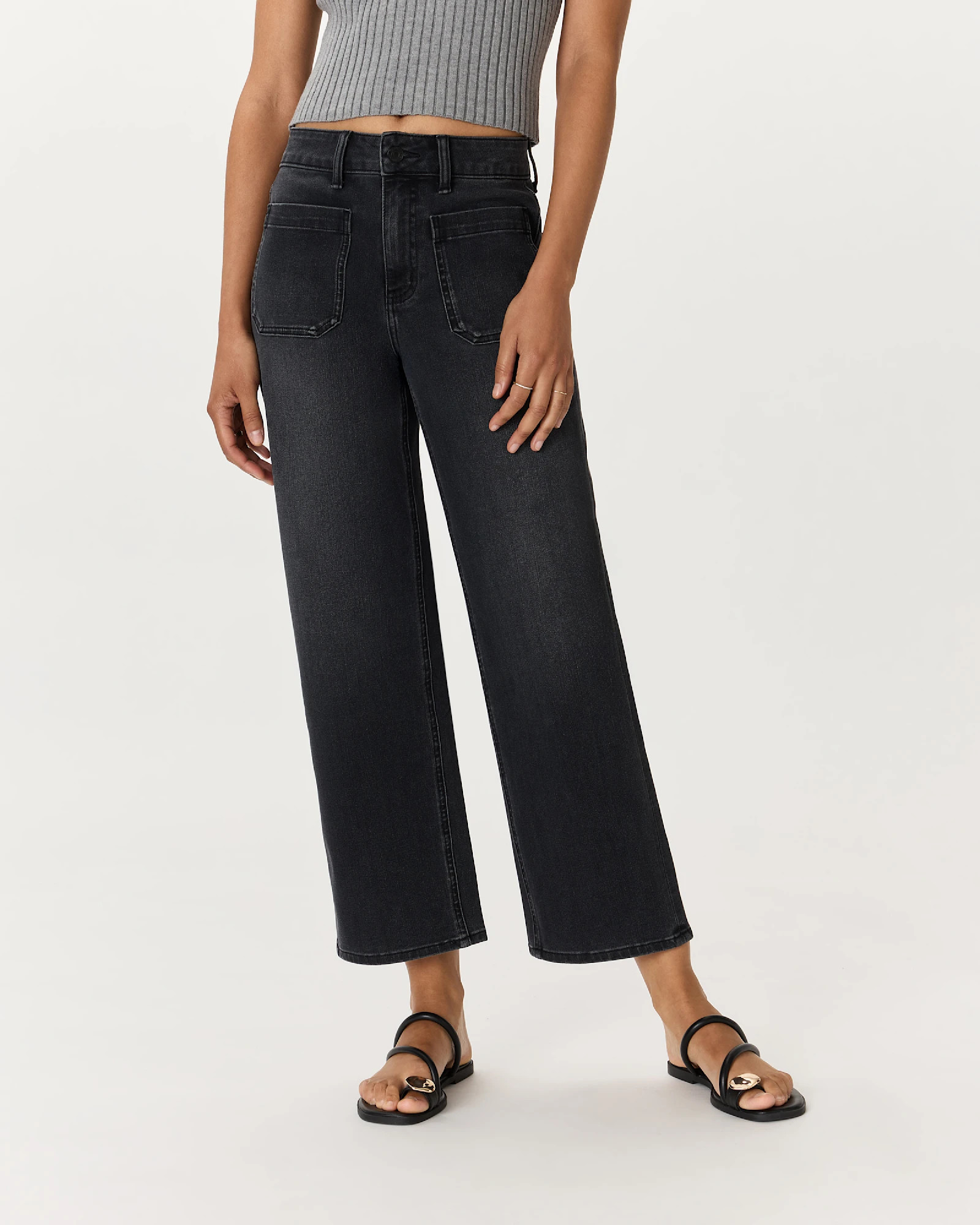 Bella Stretch Patch Pocket Wide Leg Jeans | Quince