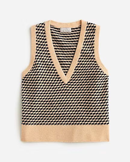 newCashmere jacquard V-neck sweater-vest$98.00-$118.00Hthr Almond Navy$118.00$98.00Select A SizeS... | J.Crew US