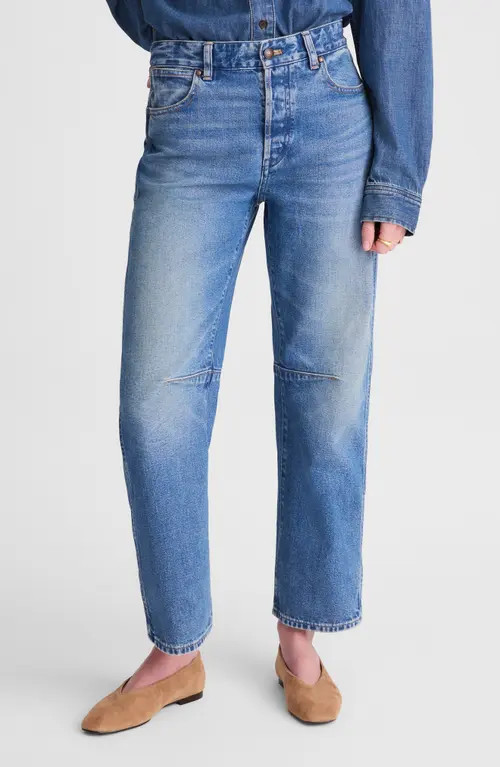 Madewell The Darted Barrel Leg Jeans in Retro Bright Wash at Nordstrom, Size 29 | Nordstrom