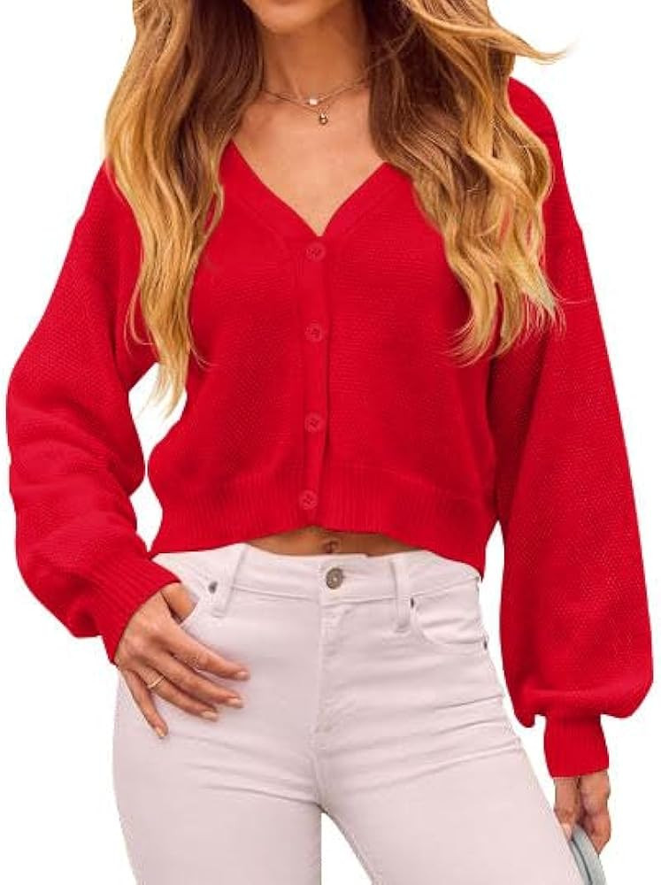 Ezbelle Women's Long Sleeve Open Front Cropped Lightweight Cardigan Sweater Button Down Shirt 202... | Amazon (US)