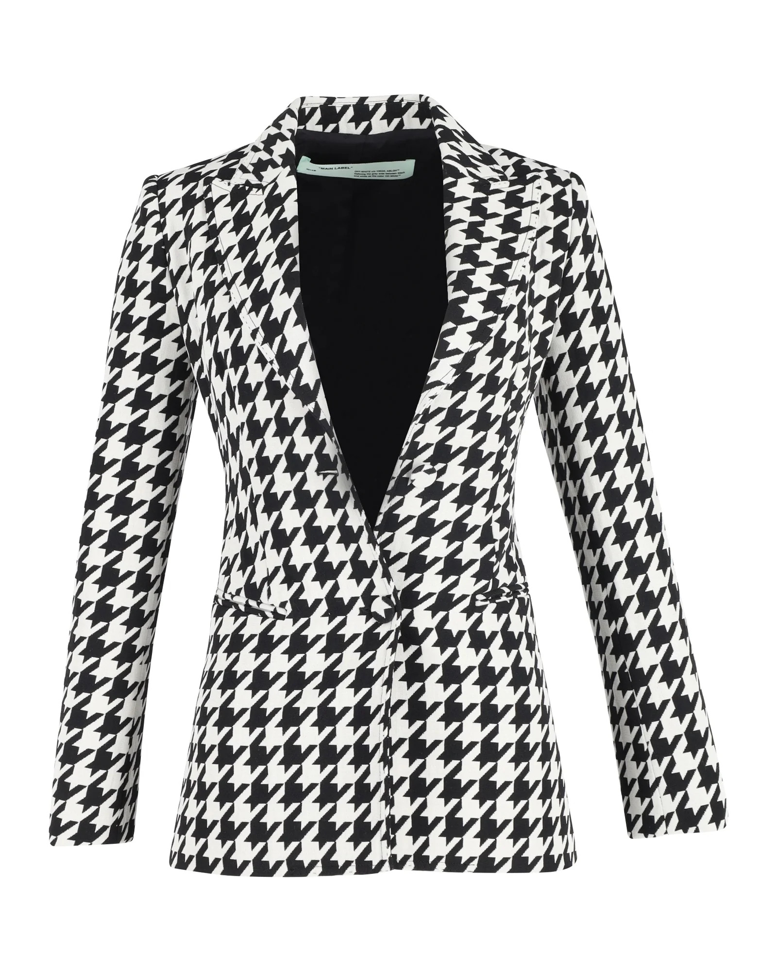 Off-White Houndstooth Blazer in Black and White Wool | Shop Simon